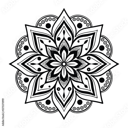 Pattern in the form of a mandala. Henna tattoo mandala. Mehndi style. Decorative pattern in oriental style. Coloring book page.