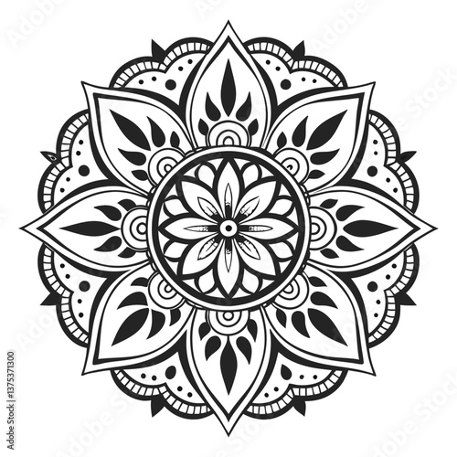 Pattern in the form of a mandala. Henna tattoo mandala. Mehndi style. Decorative pattern in oriental style. Coloring book page.
