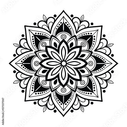 Pattern in the form of a mandala. Henna tattoo mandala. Mehndi style. Decorative pattern in oriental style. Coloring book page.