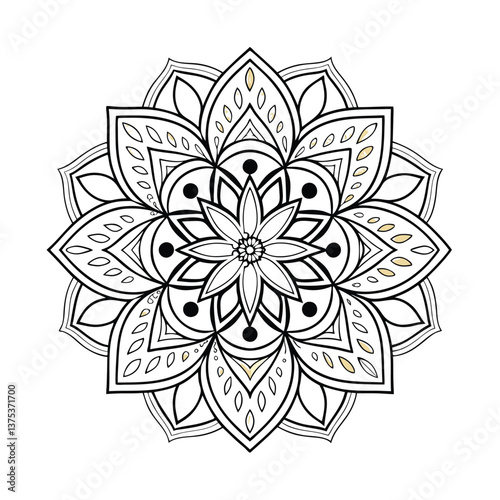 Pattern in the form of a mandala. Henna tattoo mandala. Mehndi style. Decorative pattern in oriental style. Coloring book page.