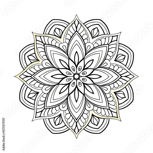 Pattern in the form of a mandala. Henna tattoo mandala. Mehndi style. Decorative pattern in oriental style. Coloring book page.