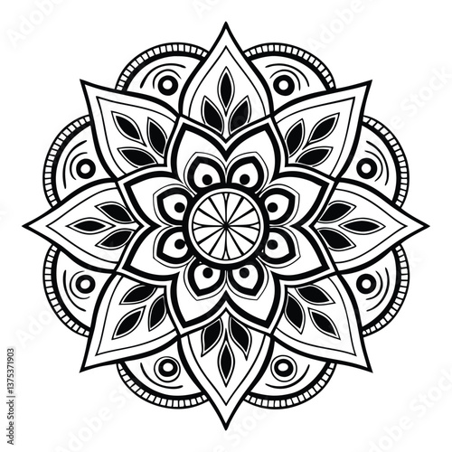 Pattern in the form of a mandala. Henna tattoo mandala. Mehndi style. Decorative pattern in oriental style. Coloring book page.