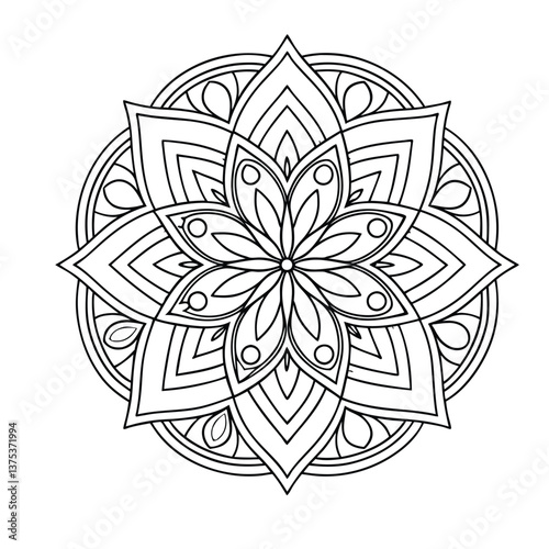 Pattern in the form of a mandala. Henna tattoo mandala. Mehndi style. Decorative pattern in oriental style. Coloring book page.