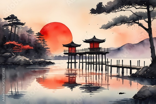 Eastern Harmony – Traditional Japanese Art in Delicate Tones