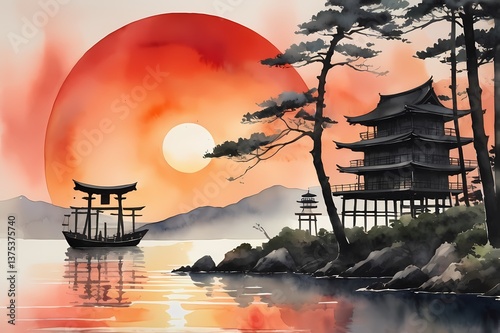 Eastern Harmony – Traditional Japanese Art in Delicate Tones