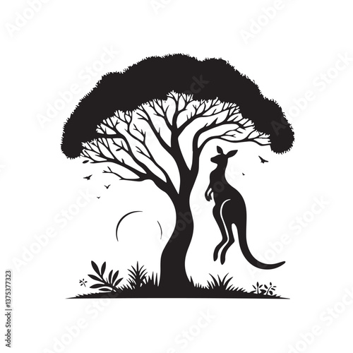 Black Tree Kangaroo Silhouette Vector, High Quality Illustration on White Background