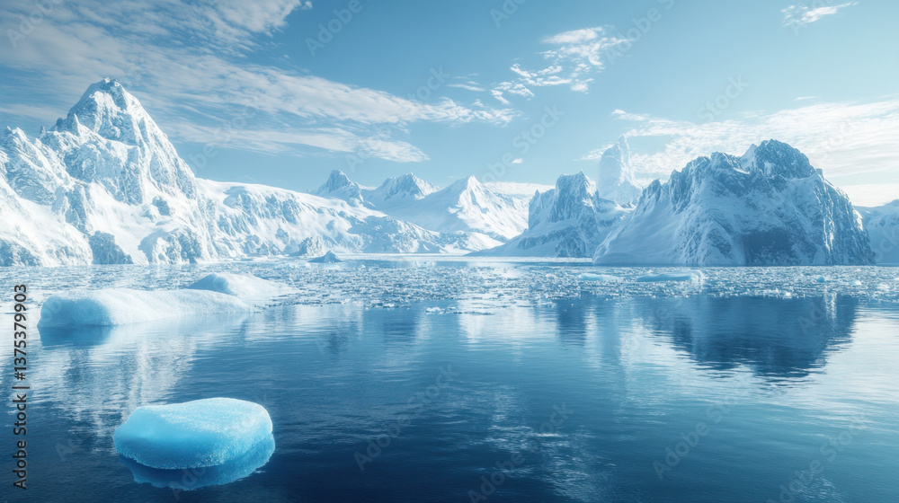 custom made wallpaper toronto digitalTranquil Arctic Landscape with Icebergs and Snow-Capped Mountains