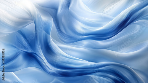 Soft blue silk fabric flowing gently in the breeze creates an elegant and peaceful atmosphere in a serene setting Generative AI
