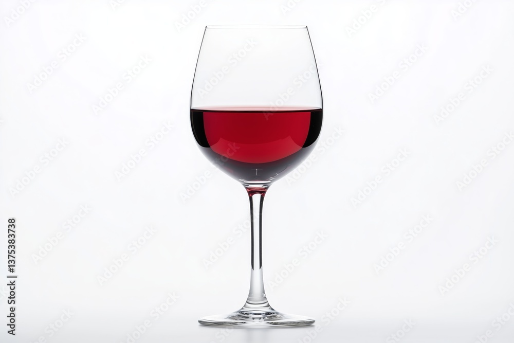 Wine glass with red wine on a plain white backdrop Wine glass with red wine on a plain white backdrop