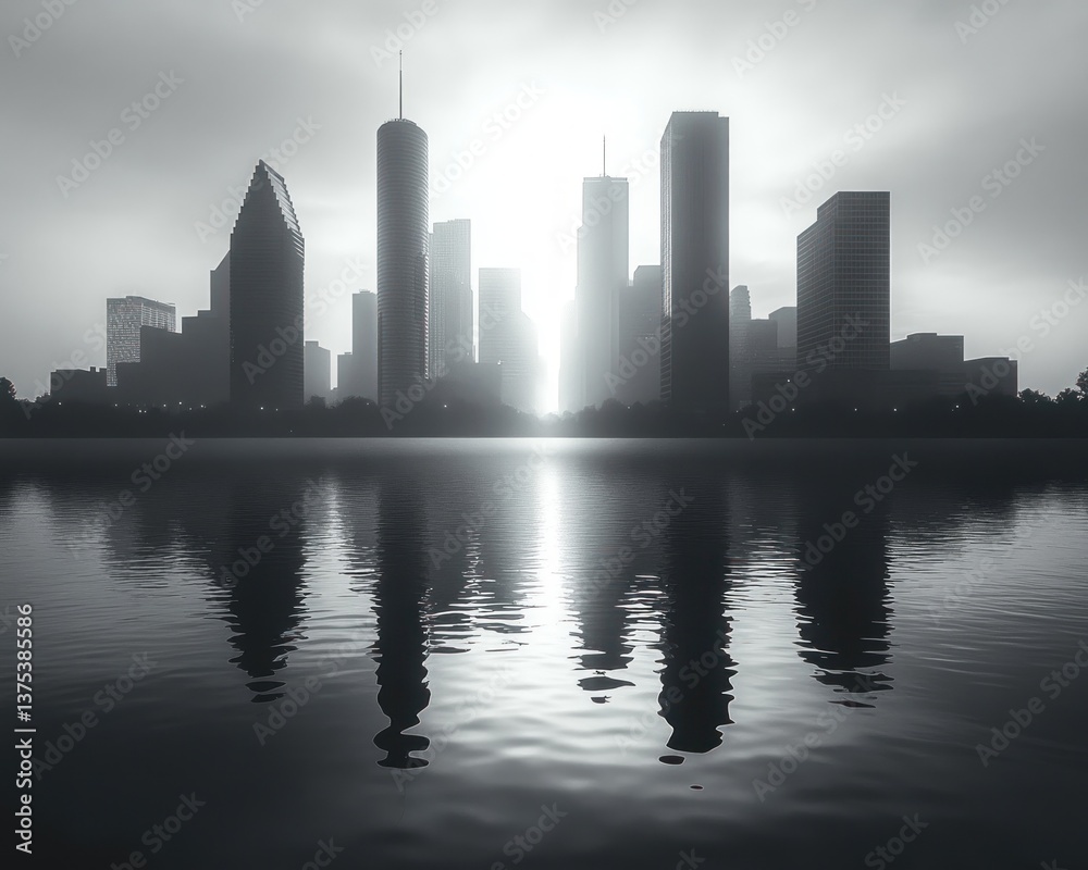 Houston Texas Black and White Cityscape Minimalist Skyline Silhouette Art Houston Texas Black and White Cityscape Minimalist Skyline Silhouette Art