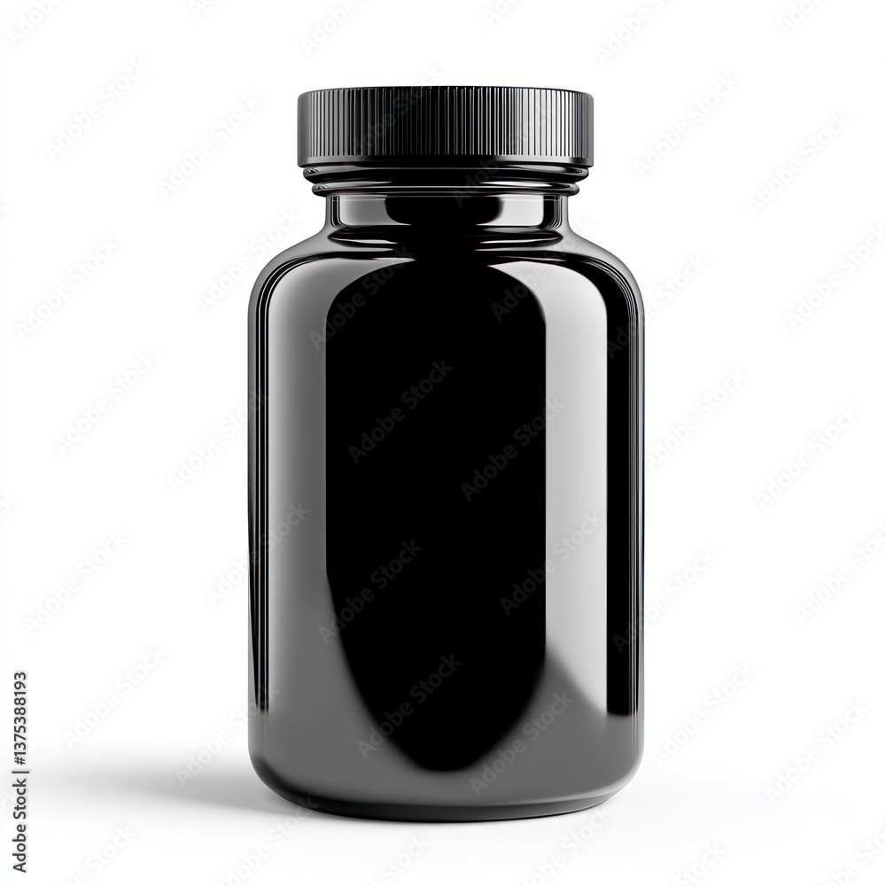 Black Glass Bottle Mockup for Pills or Supplements Product Display
