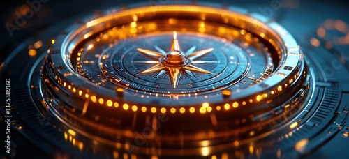 Wallpaper Mural Compass Pointing Towards 2025 with Futuristic Aesthetic and Golden Illumination Torontodigital.ca