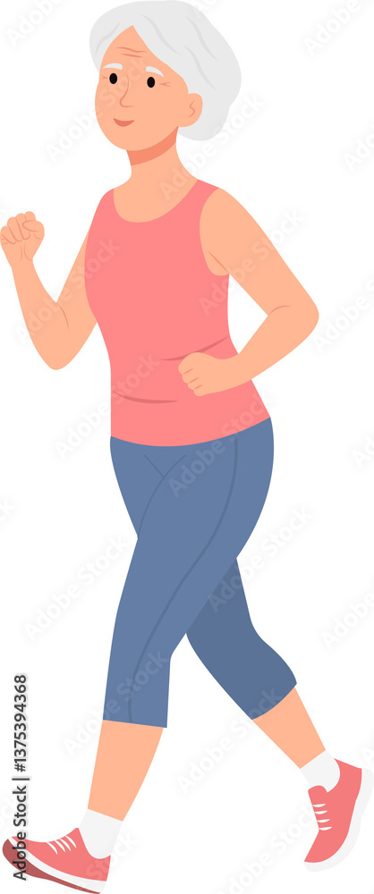 Elderly woman running. Senior man doing sport. Active healthy lifestyle concept. Outdoor running activity. Elderly woman running. Senior man doing sport. Active healthy lifestyle concept. Outdoor running activity.
