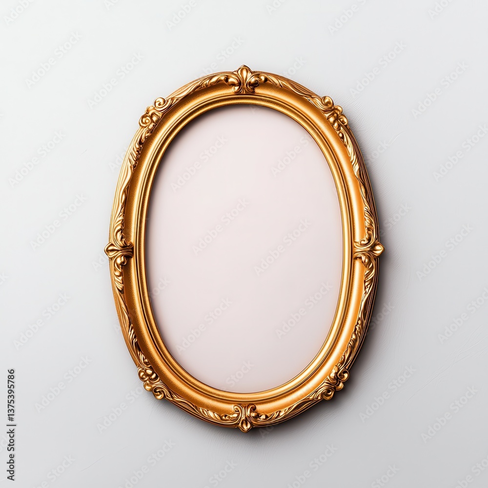 Elegant Golden Frame for Art Display on Plain Background Elegant Golden Frame for Art Display on Plain Background