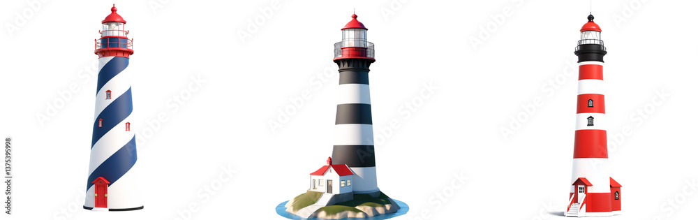 A set of cut-out PNG images featuring lighthouses on a transparent background, perfect for nautical designs, maps, and maritime-themed projects.
A set of cut-out PNG images featuring lighthouses on a transparent background, perfect for nautical designs, maps, and maritime-themed projects.