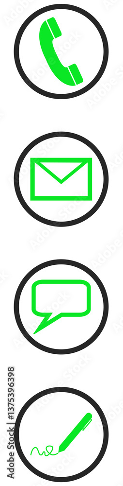4 Web Buttons schwarz grün: Online Kontakt 4 Web Buttons schwarz grün: Online Kontakt