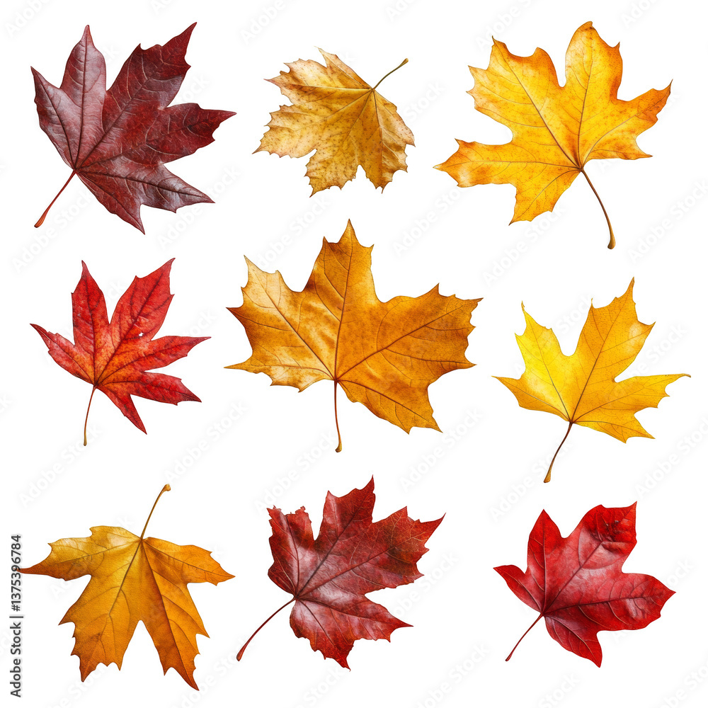 Fototapeta premium A collection of yellow and orange leaves