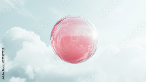 Dreamy Pink Orb in Sky: A t...