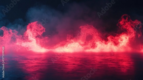 A red and purple smokey background with a fire in the middle