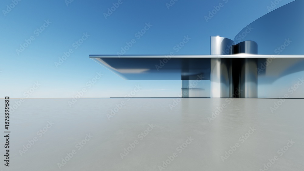 3d illustration of abstract minimal architecture background, geometric architectural with chrome or metallic arch design 3d illustration of abstract minimal architecture background, geometric architectural with chrome or metallic arch design