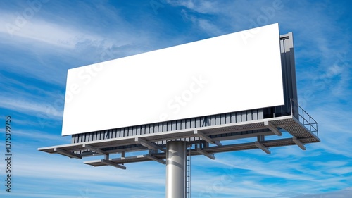 Blank Outdoor Billboard Against Blue Sky – Advertising Mockup for Commercial Use