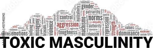 Toxic Masculinity word cloud conceptual design isolated on white background.