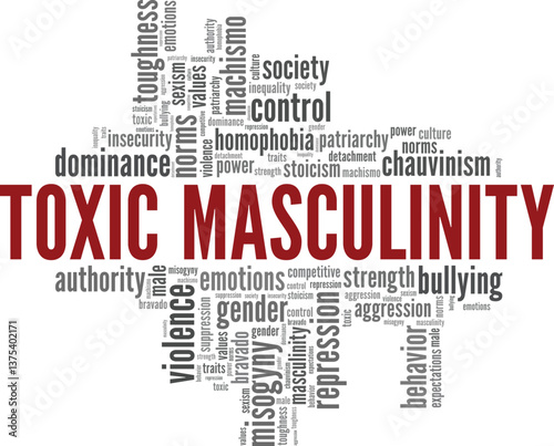 Toxic Masculinity word cloud conceptual design isolated on white background.