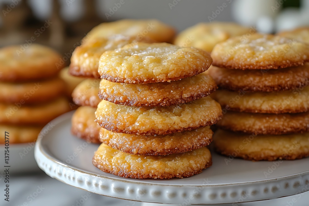 Stacked Cookies on Tray, Home Kitchen Stacked Cookies on Tray, Home Kitchen
