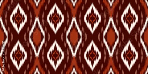 Ethnic ikat seamless pattern.beautiful pattern. floral embroidery, bohemian style, abstract flower art print. ethnic ikat abstract art. seamless fabric. ikat design for fabric, wallpaper, clothing.	