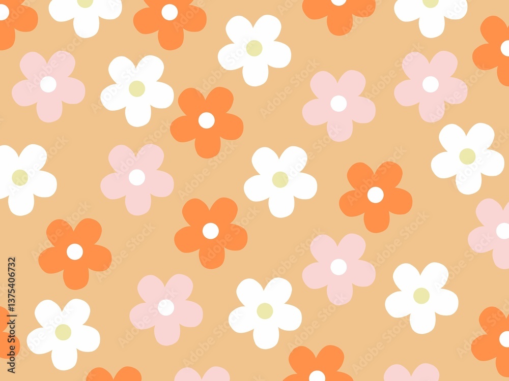 seamless floral pattern on orange background seamless floral pattern on orange background
