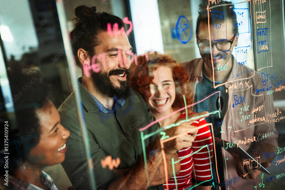 Group of business people and software developers working as a team in office