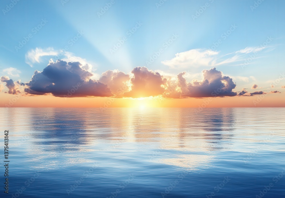 Fototapeta premium Majestic Sunset over Calm Ocean Waters