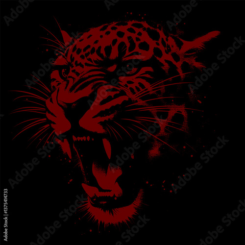 angry leopard face - grunge style (artwork 3)