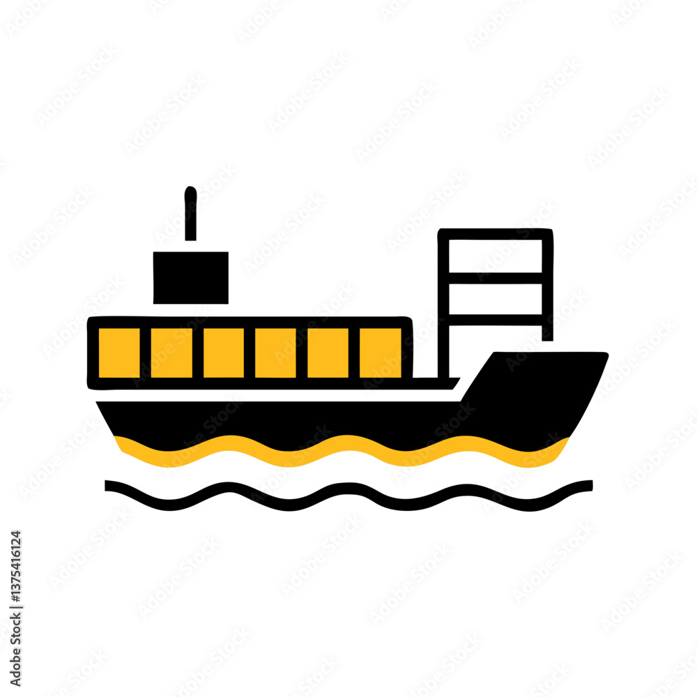 Shipping vessel icon in flat modern style Shipping vessel icon in flat modern style