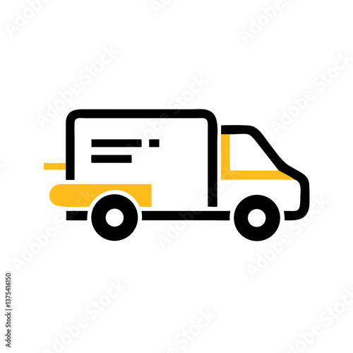 Delivery van icon in black and yellow