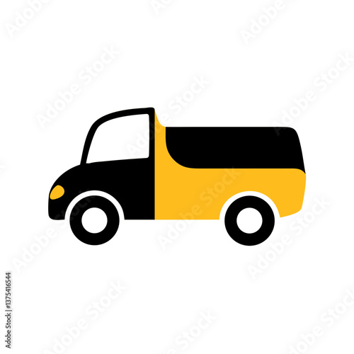 Minibus icon in yellow and black color palette