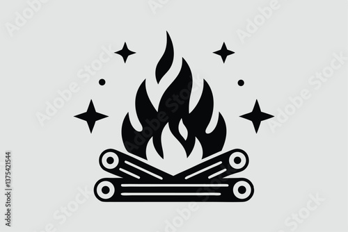 monochrome vector illustration of a bonfire