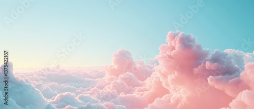 Wallpaper Mural Soft Pink Clouds in a Bright Sky at Sunrise Creating a Serene Atmosphere for Tranquil Landscapes Torontodigital.ca