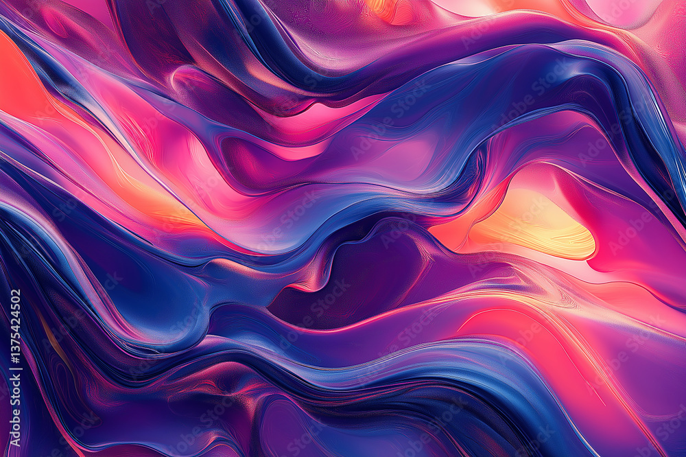 Fototapeta premium An abstract and vibrant digital artwork featuring a dynamic composition of 3D spheres and flowing wavy forms in a vibrant color palette creating a festive and visually striking party atmosphere