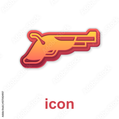 Gold Vintage pistols icon isolated on white background. Ancient weapon. Vector