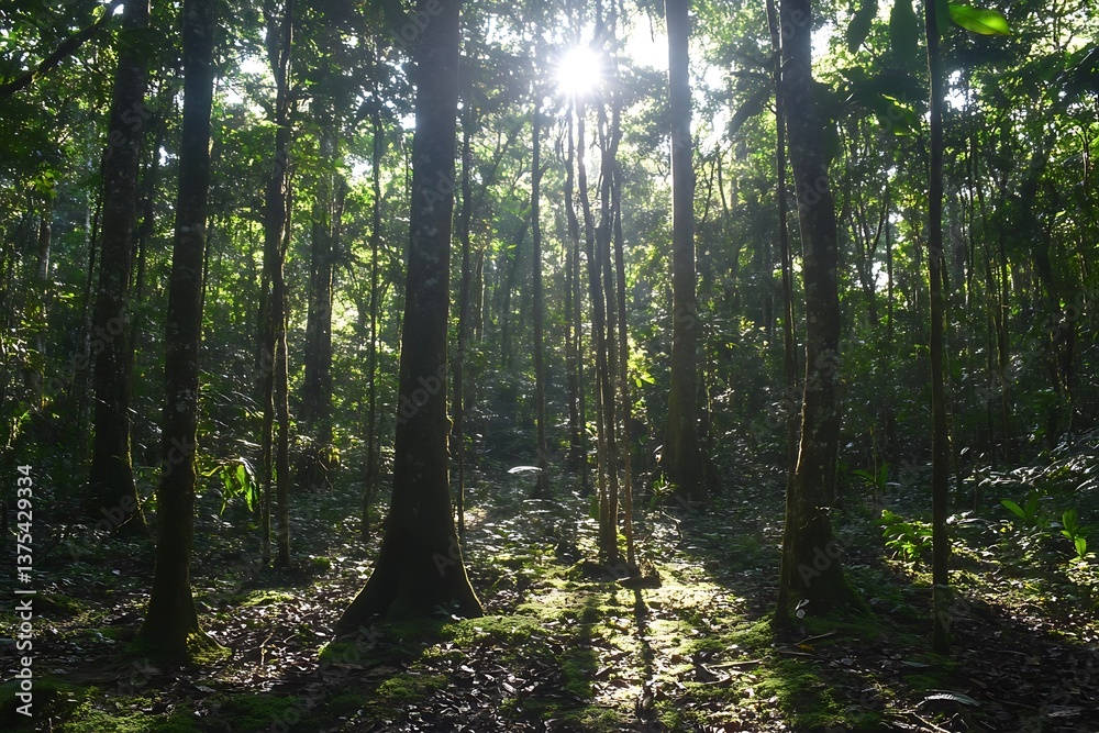 Naklejka premium sun rays in the forest
