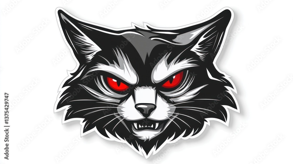 Obraz premium Angry cat head graphic design, possible sticker use