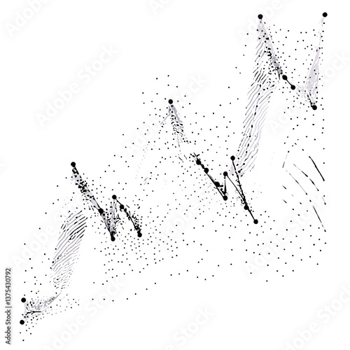 Abstract data trend visualization with dotted lines and peaks