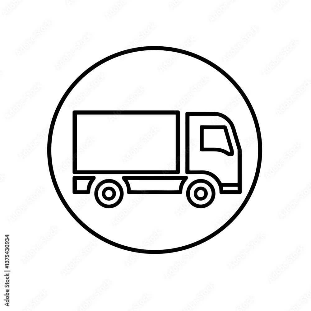 Cargo truck icon representing delivery and transportation services Cargo truck icon representing delivery and transportation services