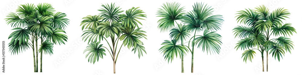 Lush tropical palm leaves in a vibrant jungle setting Lush tropical palm leaves in a vibrant jungle setting