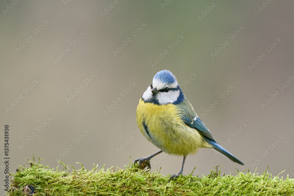 Fototapeta premium Blaumeise auf Moos