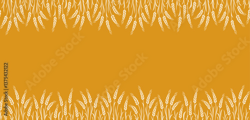 yellow food background with wheat stalks seamless pattern