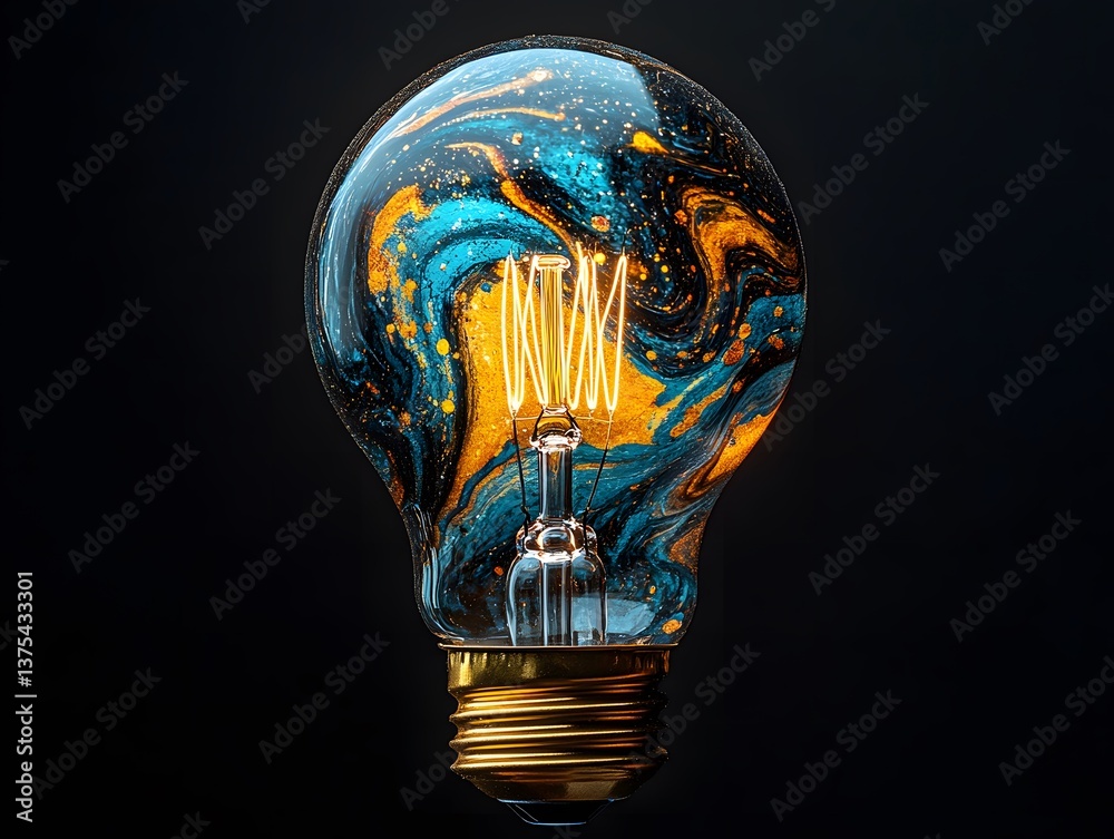 Galaxy Lightbulb with Dark Background. Galaxy Lightbulb with Dark Background.