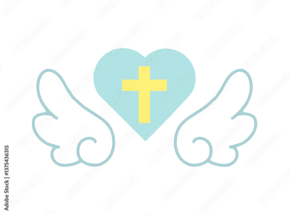 Obraz premium 天使の羽 クロスハート