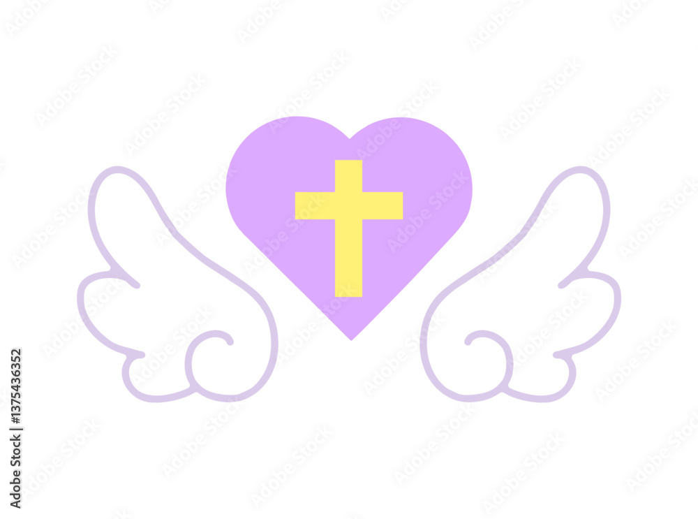 Fototapeta premium 天使の羽 クロスハート